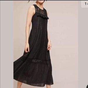 Anthro Maeve Black Gold Crochet Dress M NWOT